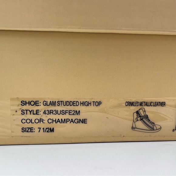 EUC Michael Kors Glam Studded Metallic Leather High-Top Sneakers - Picture 11 of 12